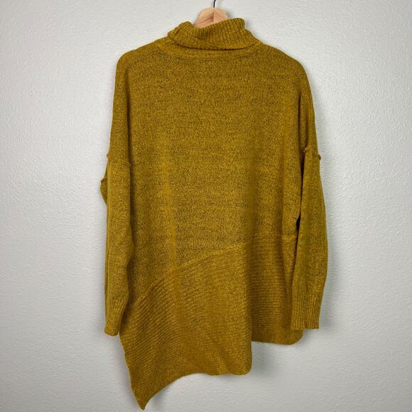 Alison Andrews Plus Womens 2X Mustard Yellow Turtleneck Asymmetrical Hem Sweater - Picture 6 of 7
